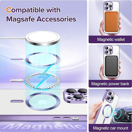 Husa de protectie Techsuit Luxury Crystal MagSafe compatibil cu iPhone 12 Pro, Mov Deschis