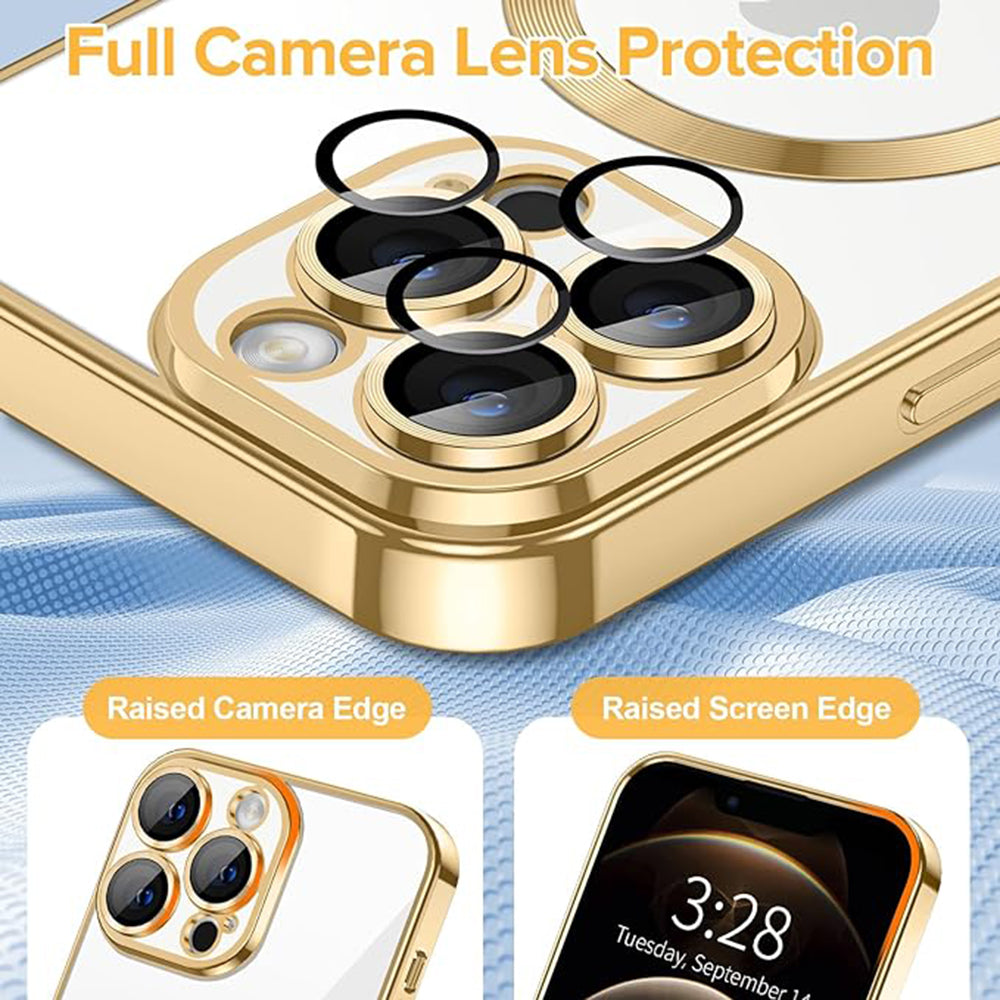 Husa de protectie Techsuit Luxury Crystal MagSafe compatibil cu iPhone 12 Pro, Auriu