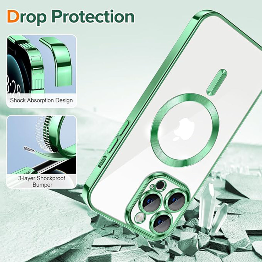 Husa de protectie Techsuit Luxury Crystal MagSafe compatibil cu iPhone 12 Pro Max, Verde Deschis