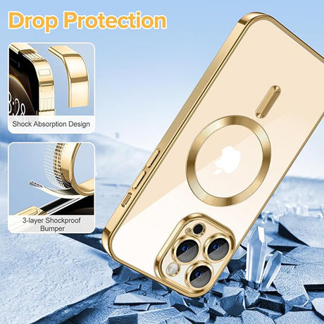 Techsuit Luxury Crystal MagSafe arany tok iPhone 12 Pro Max készülékhez