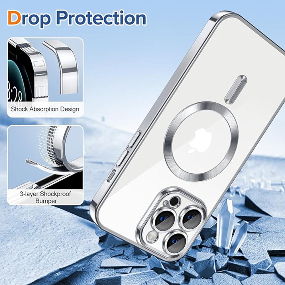 Husa de protectie Techsuit Luxury Crystal MagSafe compatibil cu iPhone 12 Pro Max, Argintiu