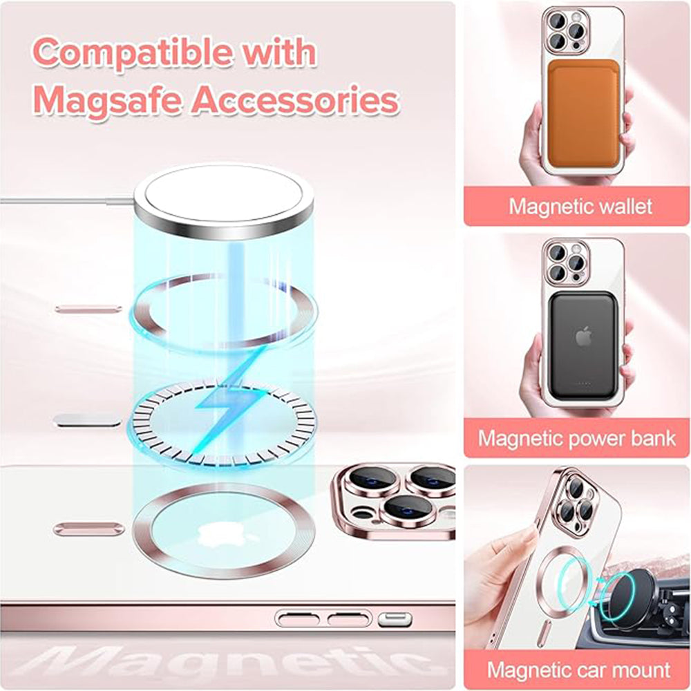 Husa de protectie Techsuit Luxury Crystal MagSafe compatibil cu iPhone 12 Pro Max, Roz