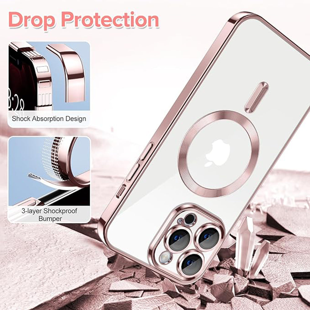 Husa de protectie Techsuit Luxury Crystal MagSafe compatibil cu iPhone 12 Pro Max, Roz