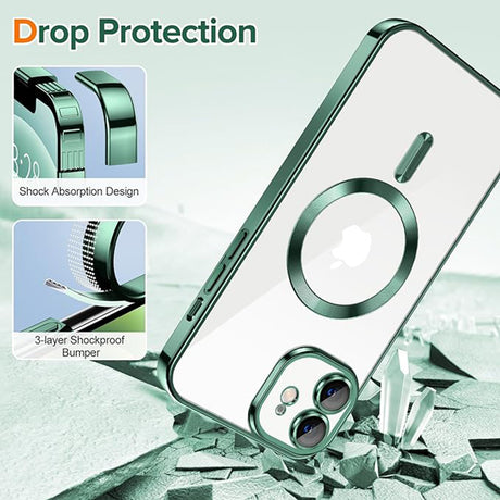 Husa de protectie Techsuit Luxury Crystal MagSafe compatibil cu iPhone 12, Verde inchis