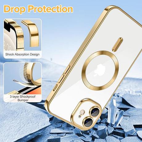 Husa de protectie Techsuit Luxury Crystal MagSafe compatibil cu iPhone 12, Auriu