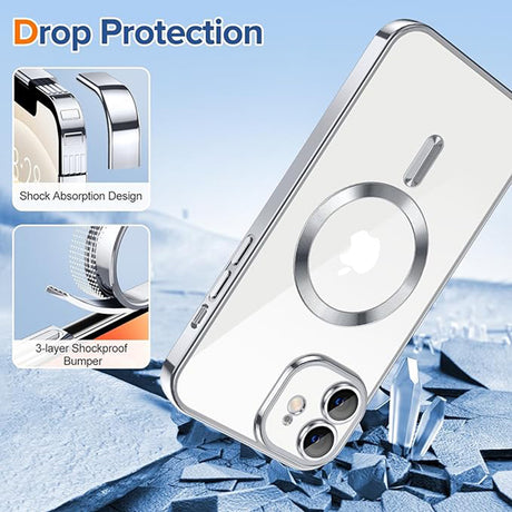 Husa de protectie Techsuit Luxury Crystal MagSafe compatibil cu iPhone 12, Argintiu