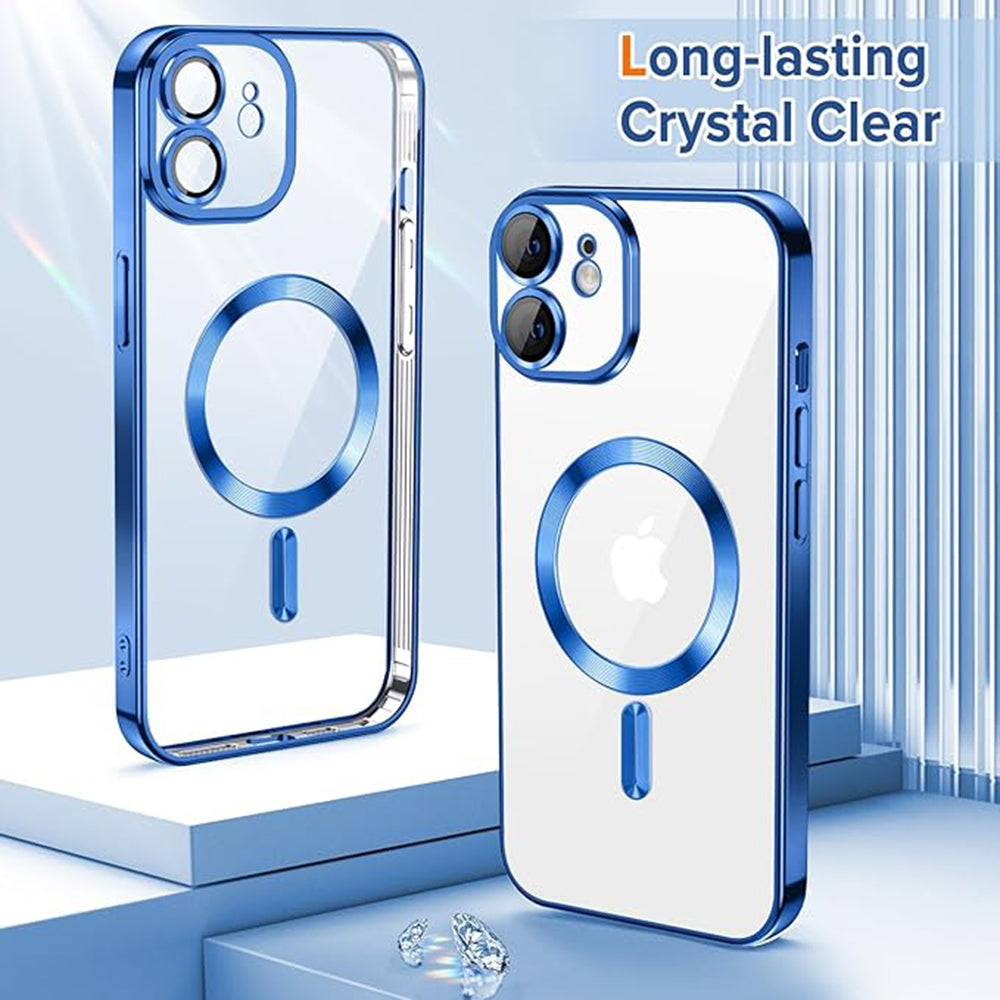 Husa de protectie Techsuit Luxury Crystal MagSafe compatibil cu iPhone 12, Albastru Inchis