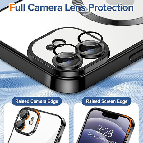 Husa de protectie Techsuit Luxury Crystal MagSafe compatibil cu iPhone 12, Negru