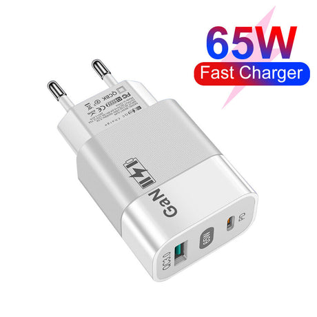 Incarcator Techsuit (CHPD131), GaN, USB, Type-C, Fast Charge, 65W, Alb