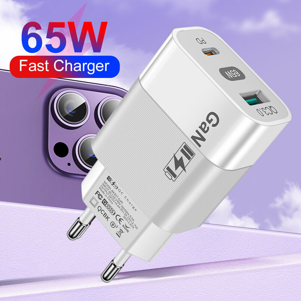 Incarcator Techsuit (CHPD131), GaN, USB, Type-C, Fast Charge, 65W, Alb