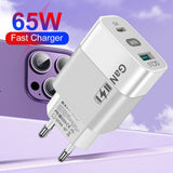 Incarcator Techsuit (CHPD131), GaN, USB, Type-C, Fast Charge, 65W, Alb