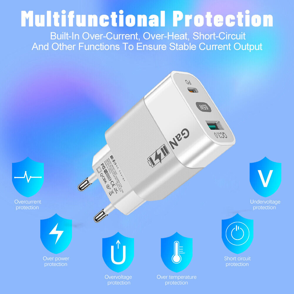 Incarcator Techsuit (CHPD131), GaN, USB, Type-C, Fast Charge, 65W, Alb