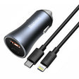 Incarcator Baseus Car Golden Pro (TZCCJD-B0G), USB-A, USB-C, 40W with Cable Type-C to Lightning, Gri Inchis