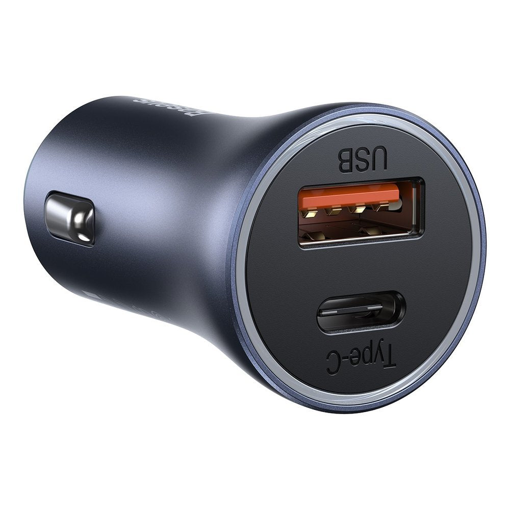 Incarcator Baseus Car Golden Pro (TZCCJD-B0G), USB-A, USB-C, 40W with Cable Type-C to Lightning, Gri Inchis
