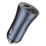Incarcator Baseus Car Golden Pro (TZCCJD-B0G), USB-A, USB-C, 40W with Cable Type-C to Lightning, Gri Inchis