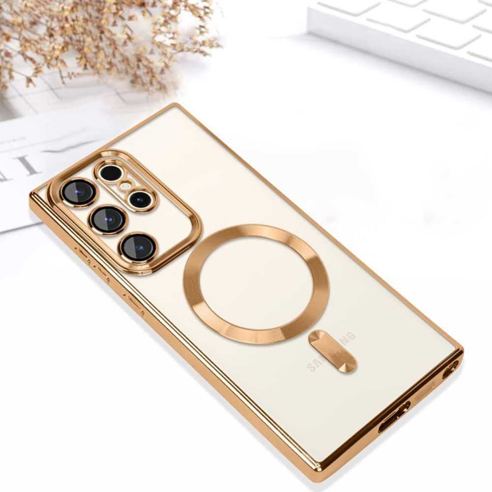 Husa de protectie Techsuit Luxury Crystal MagSafe compatibil cu Samsung Galaxy S22 Ultra 5G, Auriu