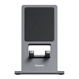 Suport Baseus Foldable (LUKP000013), for Phone/Tablet with Silicon Pad, Foldable, 360° Adjustable, Aluminium, Gri