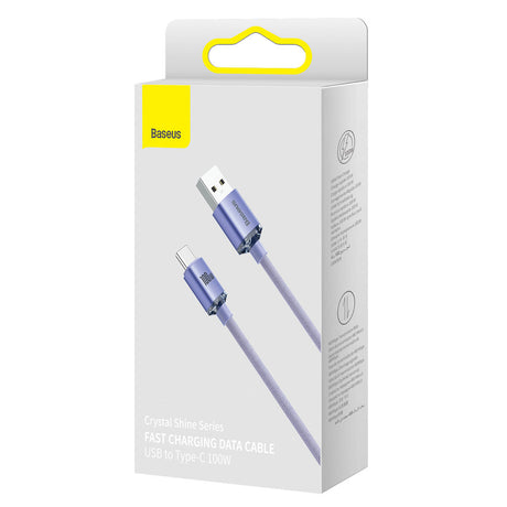 Cablu Baseus Crystal Shine (CAJY000505), USB-C, 100W, 2m, Mov