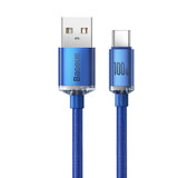 Cablu Baseus Crystal Shine (CAJY000503), USB to Type-C, 100W, 2m, Super Fast Charging, Nylon Braided, Albastru