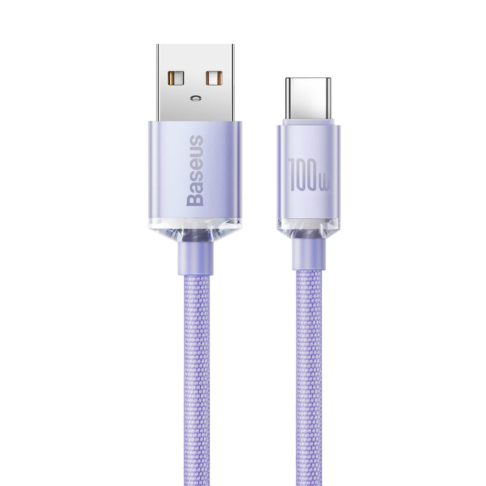 Cablu Baseus Crystal Shine (CAJY000405), USB to Type-C, 100W, 1.2m, Super Fast Charging, Nylon Braided, Mov