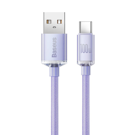 Cablu Baseus Crystal Shine (CAJY000405), USB to Type-C, 100W, 1.2m, Super Fast Charging, Nylon Braided, Mov