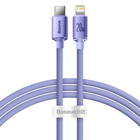 Cablu Baseus Crystal Shine (CAJY000305), Type-C to Lightning, 20W, 2m, Nylon Braided, Mov