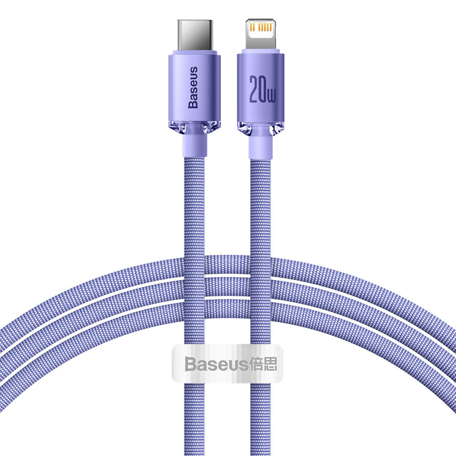 Cablu Baseus Crystal Shine (CAJY000305), Type-C to Lightning, 20W, 2m, Nylon Braided, Mov