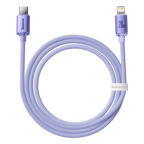 Cablu Baseus Crystal Shine (CAJY000305), Type-C to Lightning, 20W, 2m, Nylon Braided, Mov