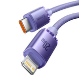 Cablu Baseus Crystal Shine (CAJY000305), Type-C to Lightning, 20W, 2m, Nylon Braided, Mov