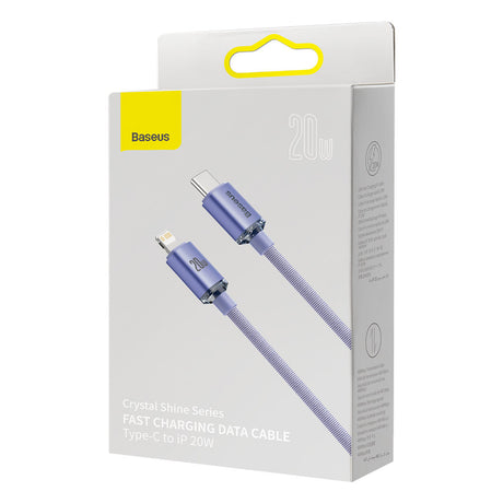 Cablu Baseus Crystal Shine (CAJY000305), Type-C to Lightning, 20W, 2m, Nylon Braided, Mov