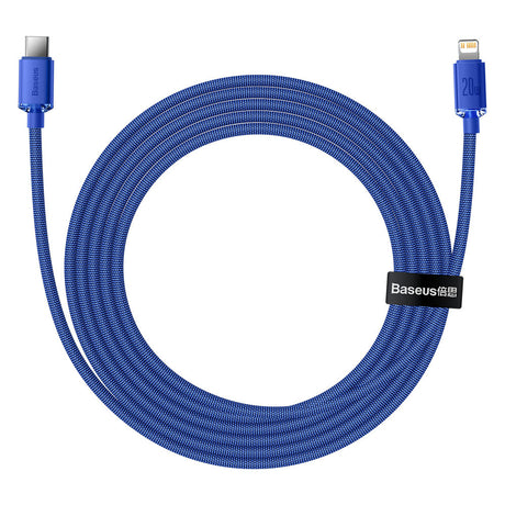 Cablu Baseus Crystal Shine (CAJY000303), Type-C to Lightning, 20W, 2m, Nylon Braided, Albastru