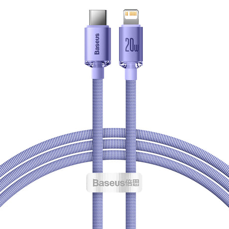 Cablu Baseus Crystal Shine (CAJY000205), Type-C to Lightning, 20W, 1.2m, Nylon Braided, Mov