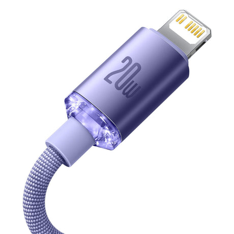Cablu Baseus Crystal Shine (CAJY000205), Type-C to Lightning, 20W, 1.2m, Nylon Braided, Mov