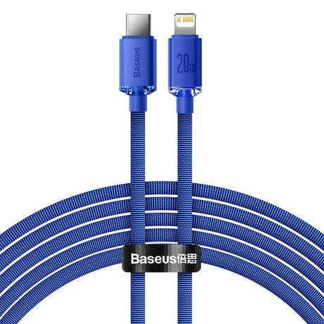 Cablu Baseus Crystal Shine (CAJY000203), Type-C to Lightning, 20W, 1.2m, Nylon Braided, Albastru