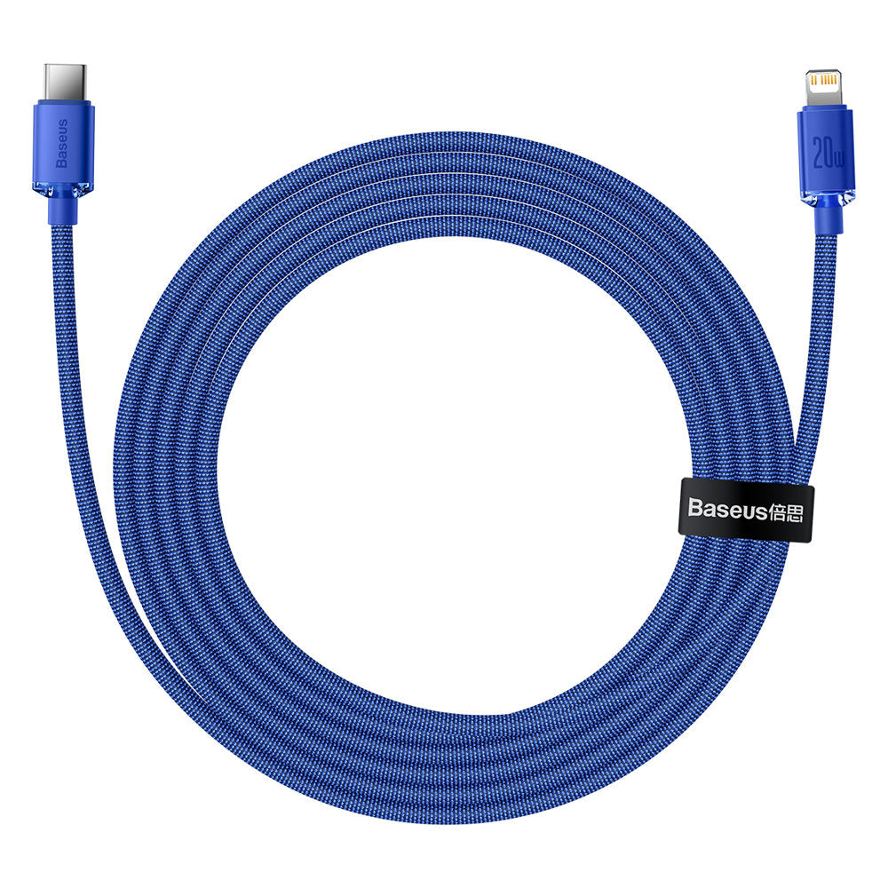 Cablu Baseus Crystal Shine (CAJY000203), Type-C to Lightning, 20W, 1.2m, Nylon Braided, Albastru