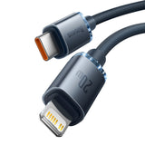 Cablu Baseus Crystal Shine (CAJY000201), Type-C la Lightning, 20W, 1.2m, Negru
