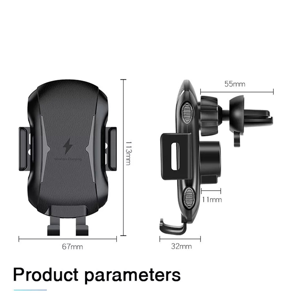 Suport Techsuit with Wireless Charging Premium (CAPD032), for Dashboard, Windshield, Air Vent, 10W, Negru