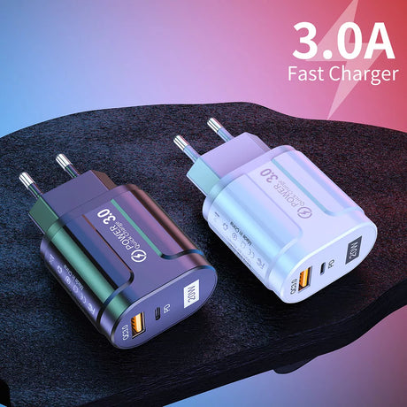 Incarcator Techsuit Premium (CHPD038), USB-A, QC 3.0, USB-C, 20W, Negru