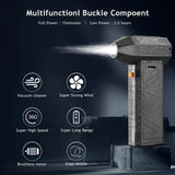 Techsuit Mini Super Jet Fan (YY01), Turbo Fan and Hammer, with 3 Adjustable Speeds, 120W, 8000mAh, 130000RPM, Negru