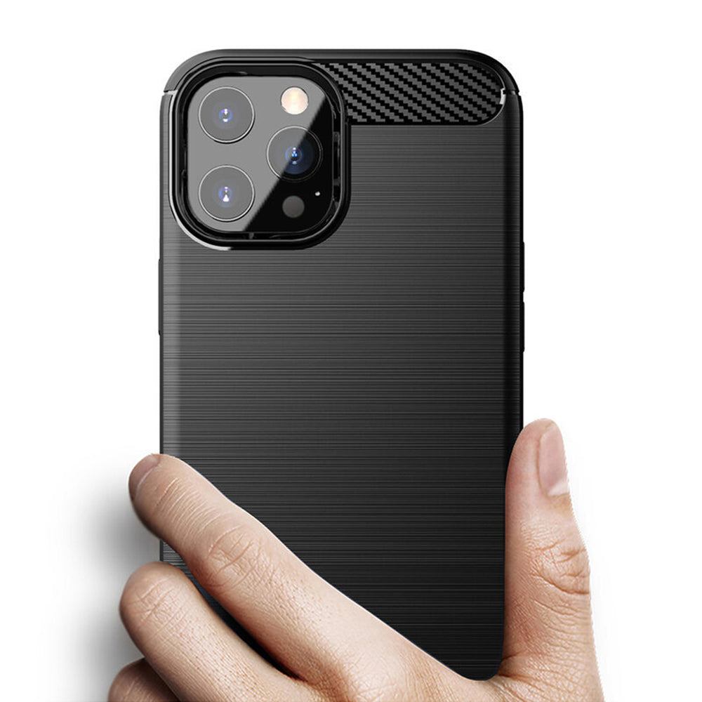 Husa de protectie Techsuit Carbon Silicone compatibil cu iPhone 14 Pro, Negru