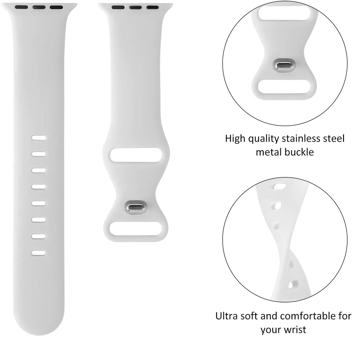 Curea smartwatch Techsuit Watchband (W031) compatibil cu Apple Watch 1/2/3/4/5/6/7/8/9/10/11/SE/SE 2/SE 3 (38/40/41/42mm), Gri
