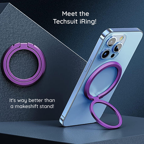 Suport Techsuit MagSafe Phone Ring (MPR3), Round Shape, Aluminium Alloy, 3M, Albastru