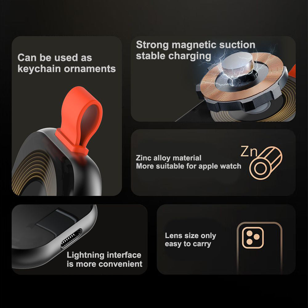Incarcator Lito Magnetic Wireless (LC03), for Apple Watch, with Keyring, Charge On the Go, 5W, 1A, Negru