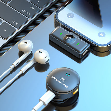 Casti Techsuit (set de 2) Lavalier Wireless (LW5), with Receiver, Lightning, Noise Reduction 2.0, Digital Display, Negru