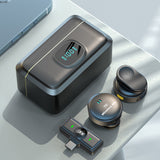 Casti Techsuit (set de 2) Lavalier Wireless (LW5), with Receiver, Type-C, Noise Reduction 2.0, Digital Display, Negru