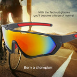 Techsuit Bike Glasses (9330), for Cycling, Sport Outdoor Activities, PC Frame and Lens, Unisex, Negru / Red / Orange