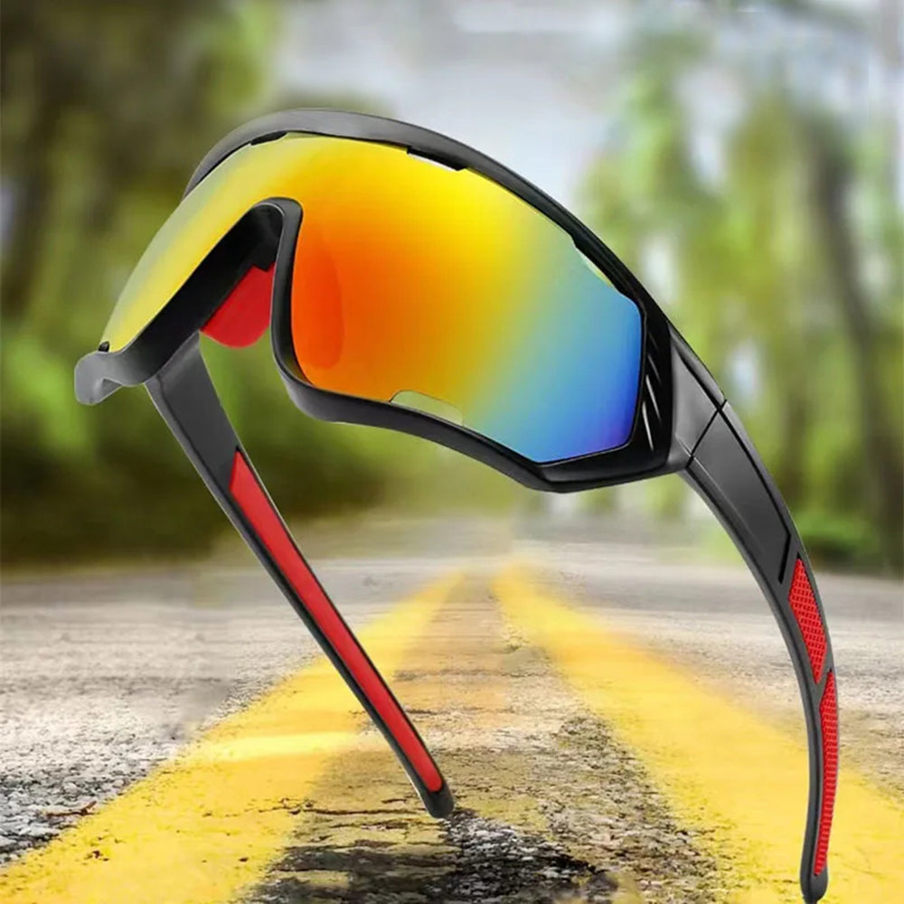Techsuit Bike Glasses (9330), for Cycling, Sport Outdoor Activities, PC Frame and Lens, Unisex, Negru / Red / Orange