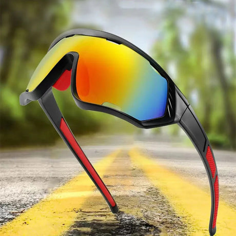 Techsuit Bike Glasses (9330), for Cycling, Sport Outdoor Activities, PC Frame and Lens, Unisex, Negru / Red / Orange