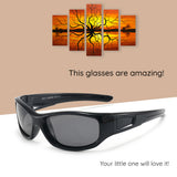 Techsuit Sunglasses Polarised (800-C11), for Kids, Sport Type, Flexible, Bright Black