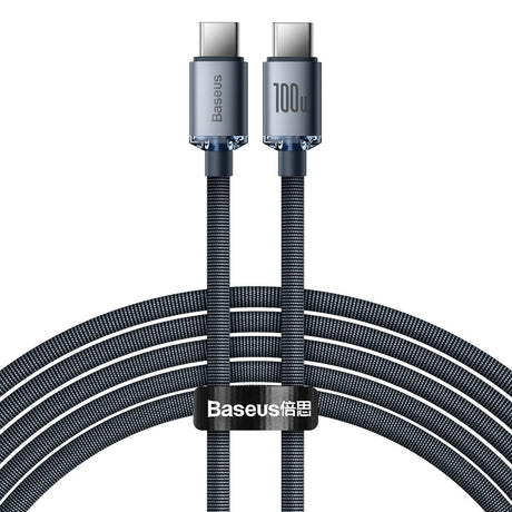 Cablu Baseus Crystal Shine (CAJY000701), Type-C to Type-C, 100W, 2m, Super Fast Charging, Nylon Braided, Negru